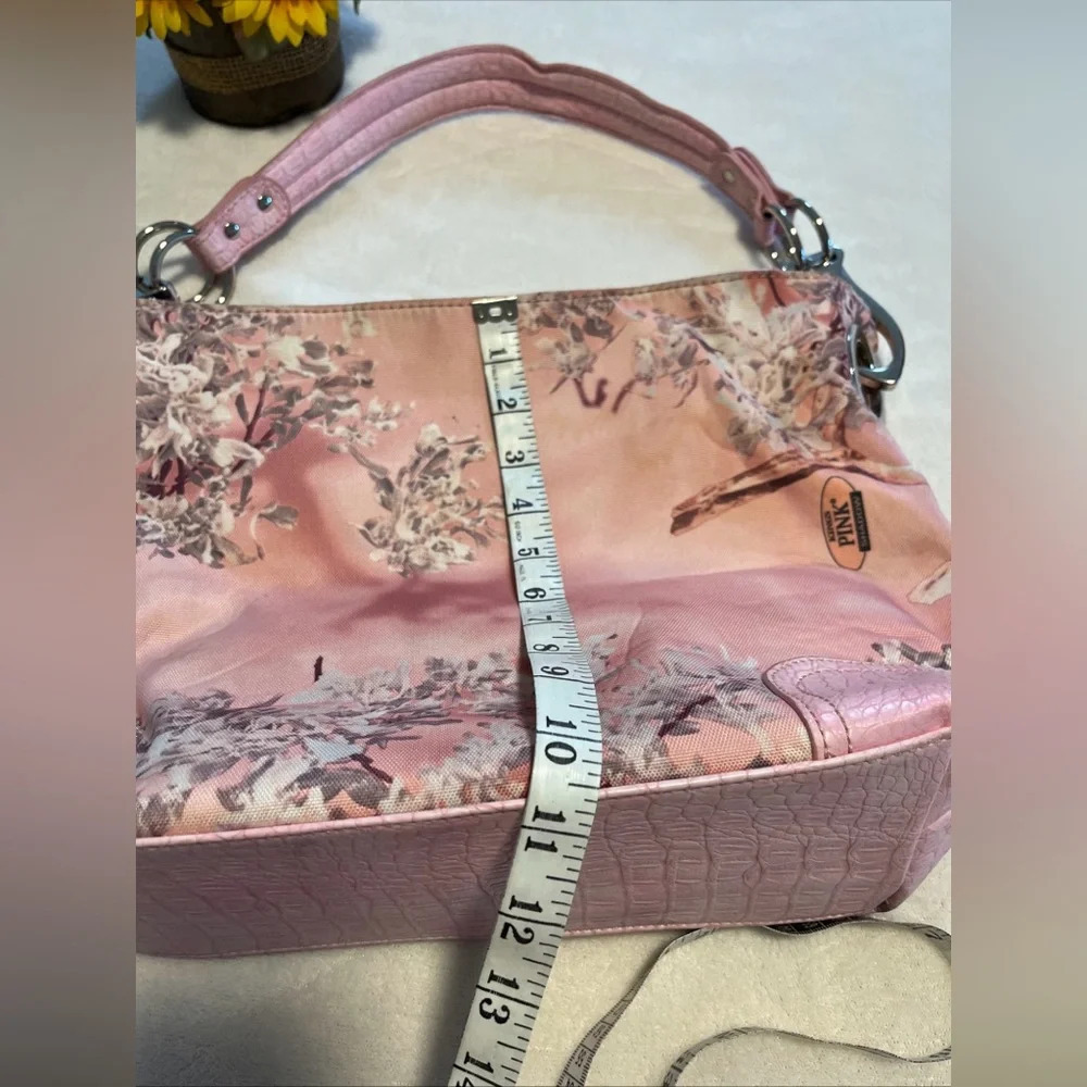 Kings PINK Floral Shoulder Bag Pink Satin Purse Y2K - Picture 8 of 9